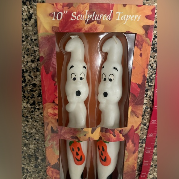 Pair of Vintage Ghost with Jack-o-Lantern Candlesticks- New In Box- Robert Alan - Picture 3 of 10